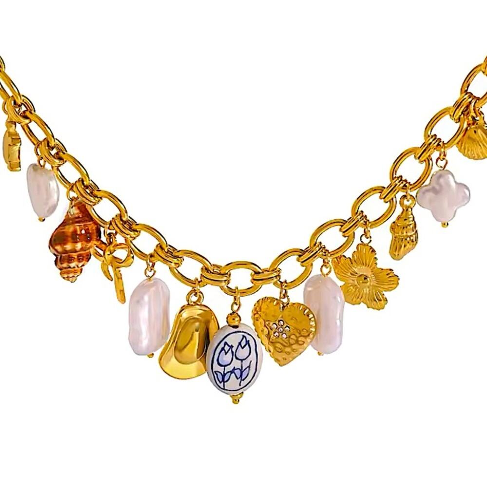 Stainless Steel Vintage Charm Necklace Gold Plated Choker Multi-charm Se… - Picture 12 of 13